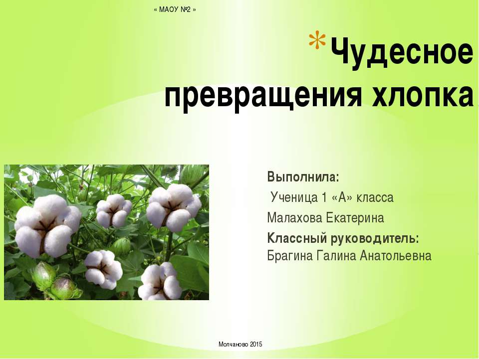 Чудесные превращения хлопка Учебники, Презентации и Подготовка к Экзаменам для Школьников на Klass-Uchebnik.com