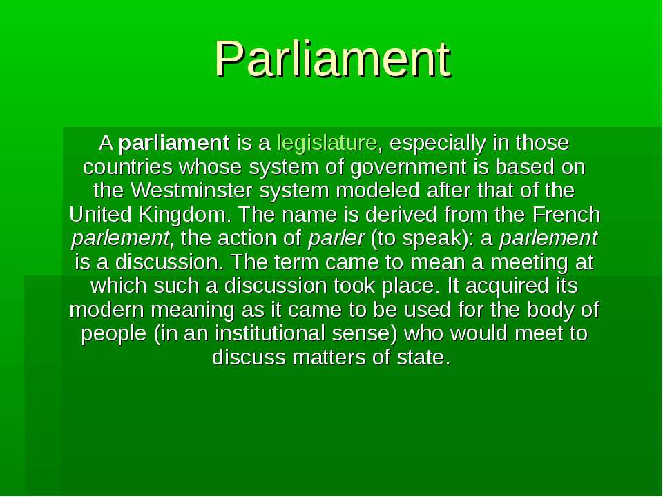 Parliament - Учебники, Презентации и Подготовка к Экзаменам для Школьников на Klass-Uchebnik.com