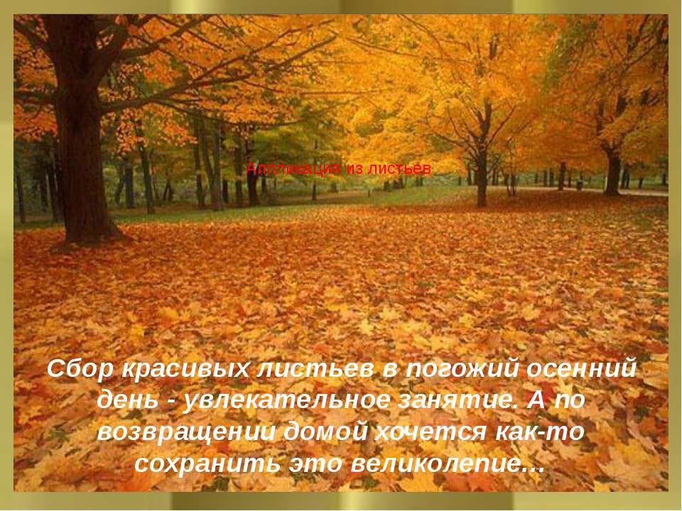 Аппликация из листьев Учебники, Презентации и Подготовка к Экзаменам для Школьников на Klass-Uchebnik.com