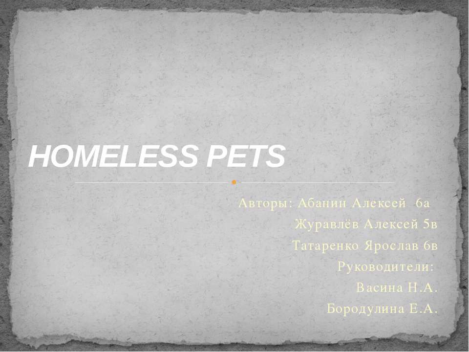 Homeless Pets Учебники, Презентации и Подготовка к Экзаменам для Школьников на Klass-Uchebnik.com