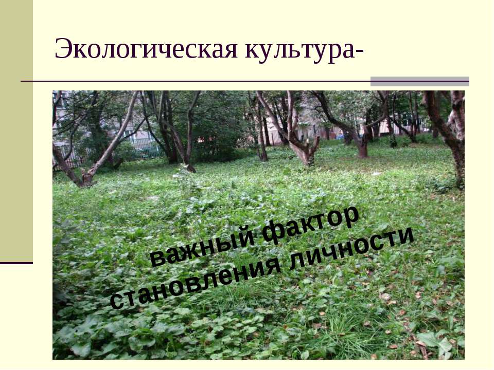 Экологическая культура-важный фактор становления личности - Учебники, Презентации и Подготовка к Экзаменам для Школьников на Klass-Uchebnik.com