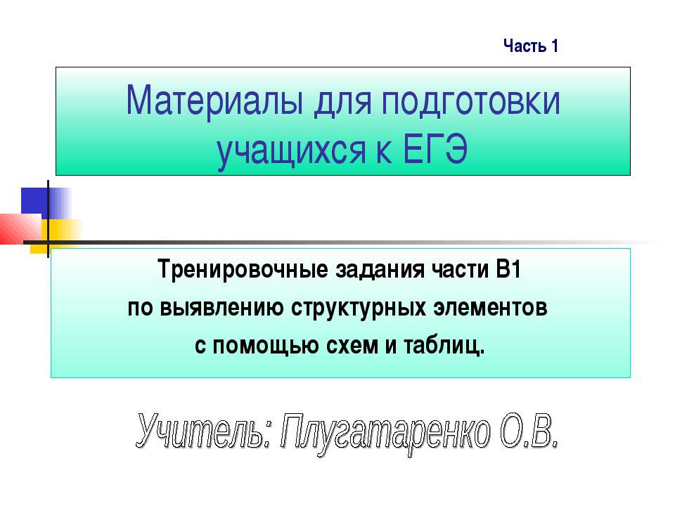 Тренировочные задания части В1 по выявлению структурных элементов с помощью схем и таблиц Учебники, Презентации и Подготовка к Экзаменам для Школьников на Klass-Uchebnik.com