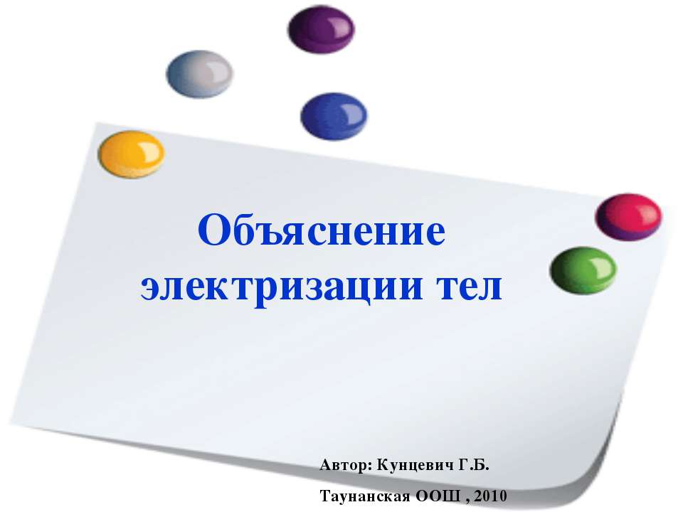 Объяснение электризации тел Учебники, Презентации и Подготовка к Экзаменам для Школьников на Klass-Uchebnik.com