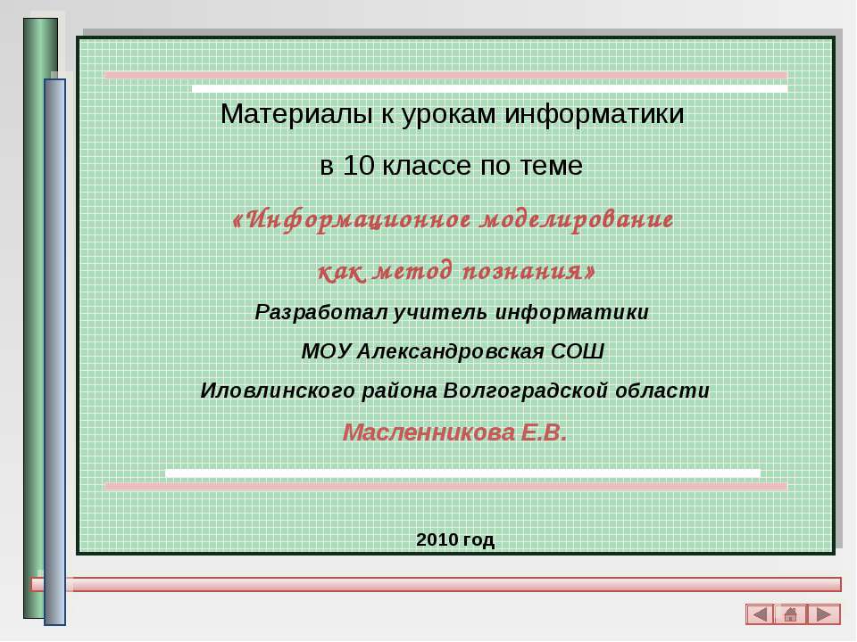 Информационное моделирование как метод познания Учебники, Презентации и Подготовка к Экзаменам для Школьников на Klass-Uchebnik.com