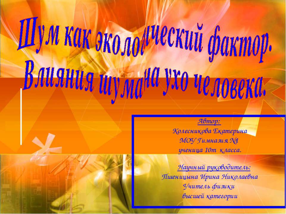 Шум как экологический фактор. Влияния шума на ухо человека Учебники, Презентации и Подготовка к Экзаменам для Школьников на Klass-Uchebnik.com