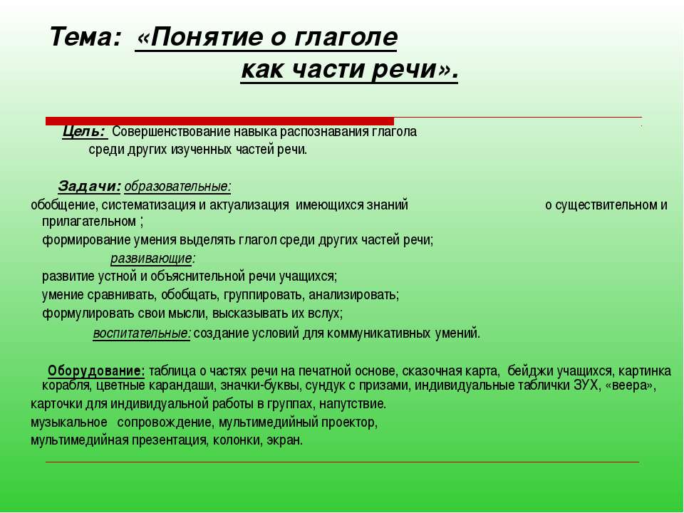Понятие о глаголе как части речи Учебники, Презентации и Подготовка к Экзаменам для Школьников на Klass-Uchebnik.com