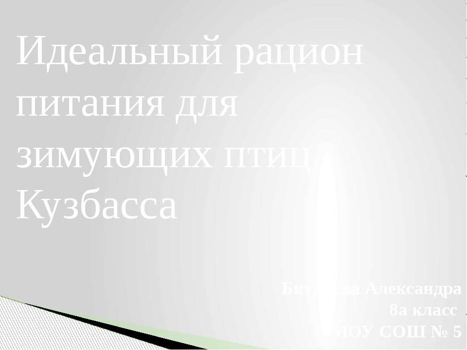 Идеальный рацион питания для зимующих птиц Кузбасса - Учебники, Презентации и Подготовка к Экзаменам для Школьников на Klass-Uchebnik.com