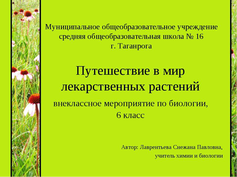 Путешествие в мир лекарственных растений - Учебники, Презентации и Подготовка к Экзаменам для Школьников на Klass-Uchebnik.com