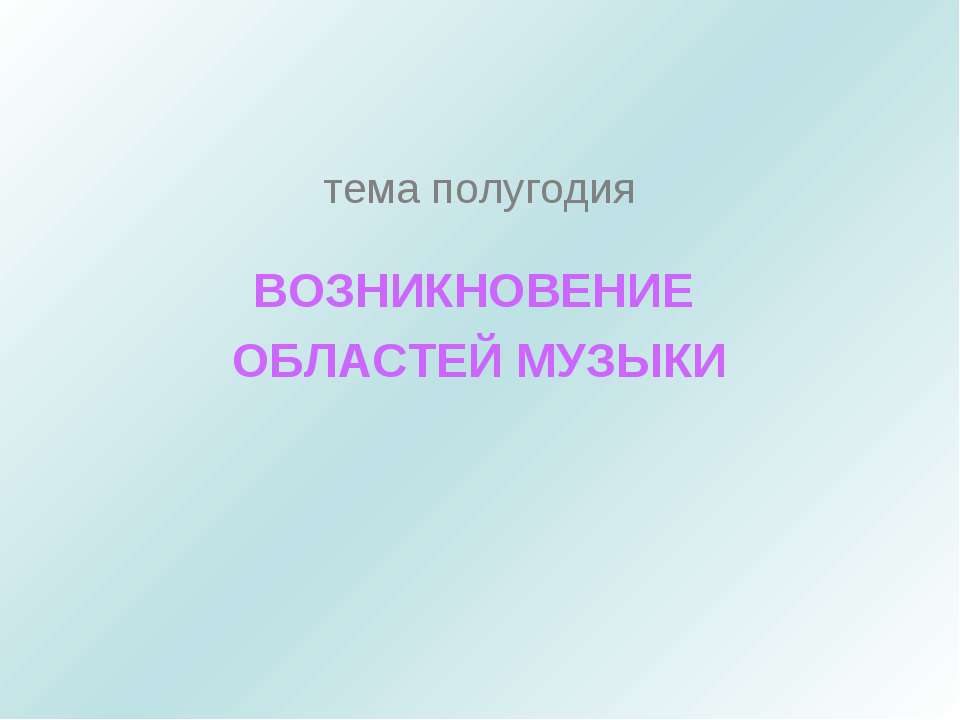 Возникновение областей музыки Учебники, Презентации и Подготовка к Экзаменам для Школьников на Klass-Uchebnik.com