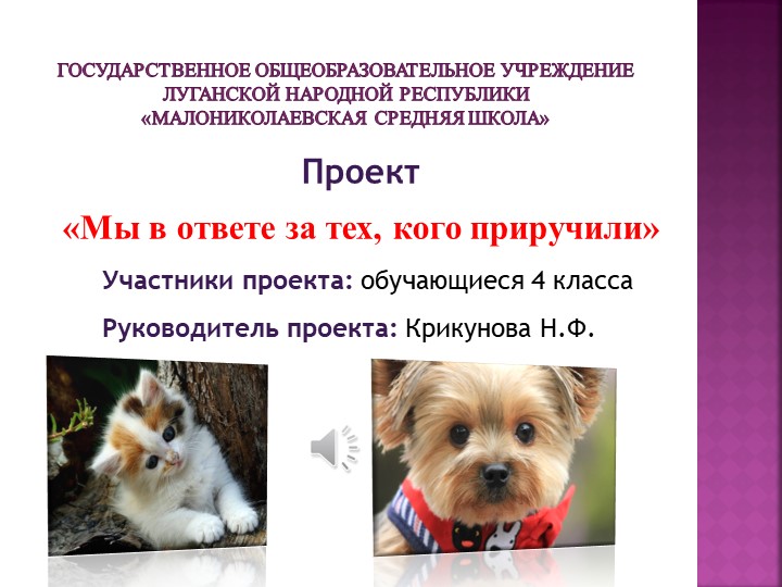Проект "Мы в ответе за тех, кого приручили" - Учебники, Презентации и Подготовка к Экзаменам для Школьников на Klass-Uchebnik.com