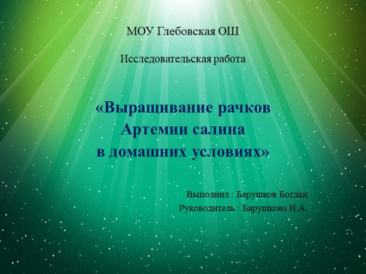Презентация " Выращивание рачков Артемии салина в домашних условиях" Учебники, Презентации и Подготовка к Экзаменам для Школьников на Klass-Uchebnik.com