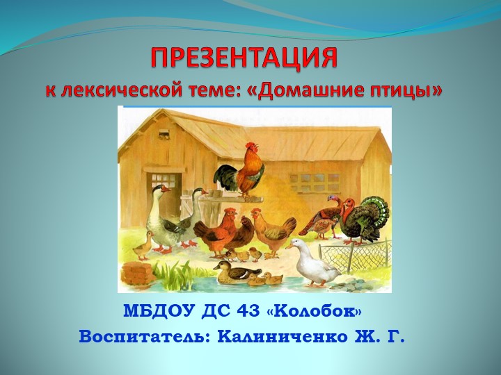 Презентация к лексической теме "Домашние птицы" в средней логопедической группе "Ромашка" - Учебники, Презентации и Подготовка к Экзаменам для Школьников на Klass-Uchebnik.com