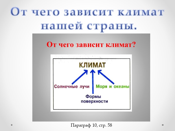 "От чего зависит климат нашей страны" 8 класс Учебники, Презентации и Подготовка к Экзаменам для Школьников на Klass-Uchebnik.com