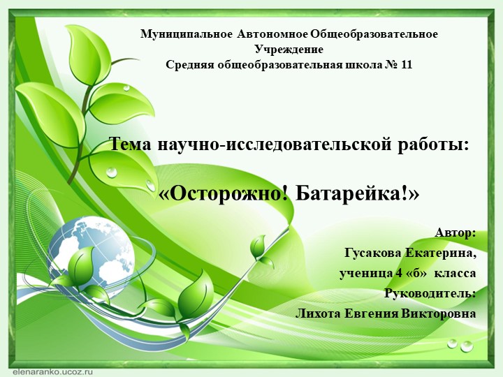 Презентация к проекту "Осторожно! Батарейка!" - Учебники, Презентации и Подготовка к Экзаменам для Школьников на Klass-Uchebnik.com