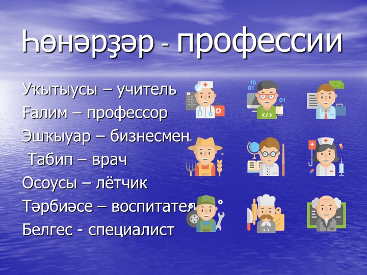 Презентация по башкирскому языку "Һөнәрҙәр" (3 класс) - Учебники, Презентации и Подготовка к Экзаменам для Школьников на Klass-Uchebnik.com