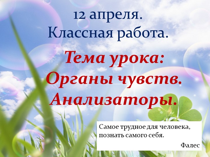 Презентация "Органы чувств. Анализаторы" Учебники, Презентации и Подготовка к Экзаменам для Школьников на Klass-Uchebnik.com