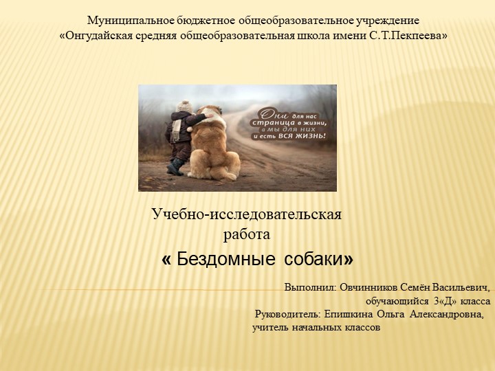 Презентация к поисково- исследовательской работе младших школьников "Бездомные собаки" Учебники, Презентации и Подготовка к Экзаменам для Школьников на Klass-Uchebnik.com