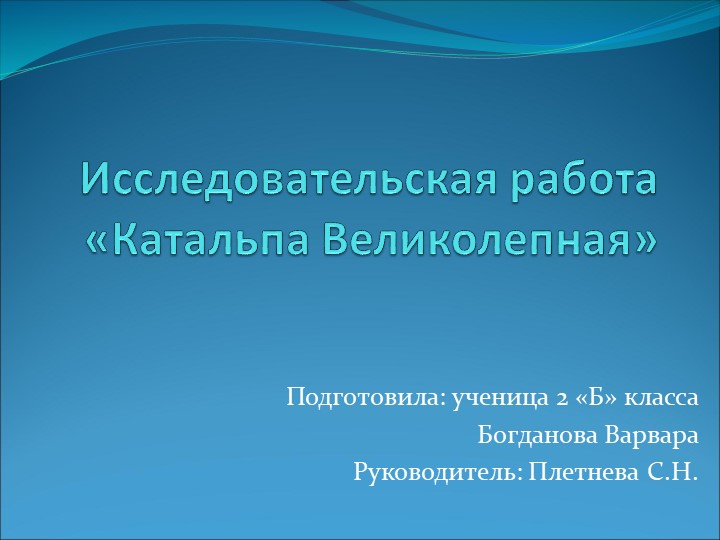 Презентация проекта "Катальпа Великолепная" Учебники, Презентации и Подготовка к Экзаменам для Школьников на Klass-Uchebnik.com