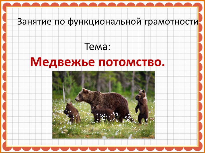 Презентация по функциональной грамотности на тему "Медвежье потомство" Учебники, Презентации и Подготовка к Экзаменам для Школьников на Klass-Uchebnik.com