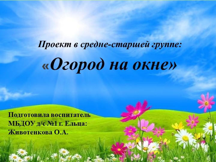 Презентация "Огород на окне" проектная деятельность в средней группе - Учебники, Презентации и Подготовка к Экзаменам для Школьников на Klass-Uchebnik.com