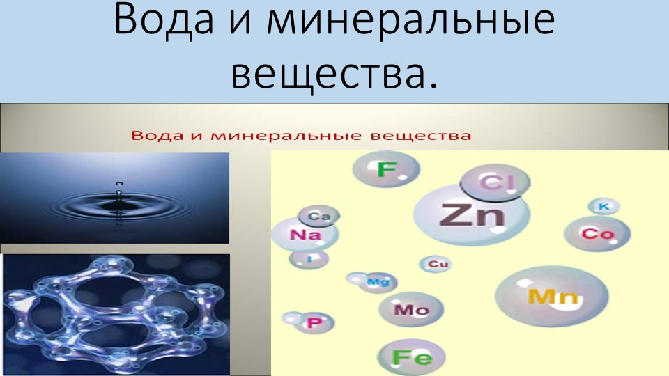 Презентация по товароведению пищевых продуктов "Вода и минеральные вещества" Учебники, Презентации и Подготовка к Экзаменам для Школьников на Klass-Uchebnik.com