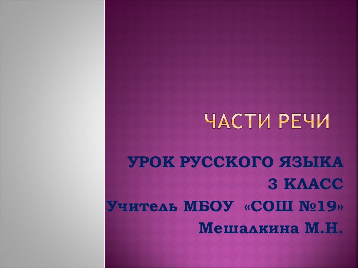 Презентация "Части речи" 3 класс - Учебники, Презентации и Подготовка к Экзаменам для Школьников на Klass-Uchebnik.com