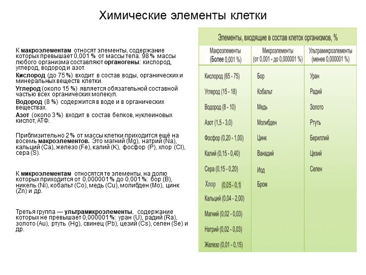 Презентация "Химический состав клетки" Учебники, Презентации и Подготовка к Экзаменам для Школьников на Klass-Uchebnik.com