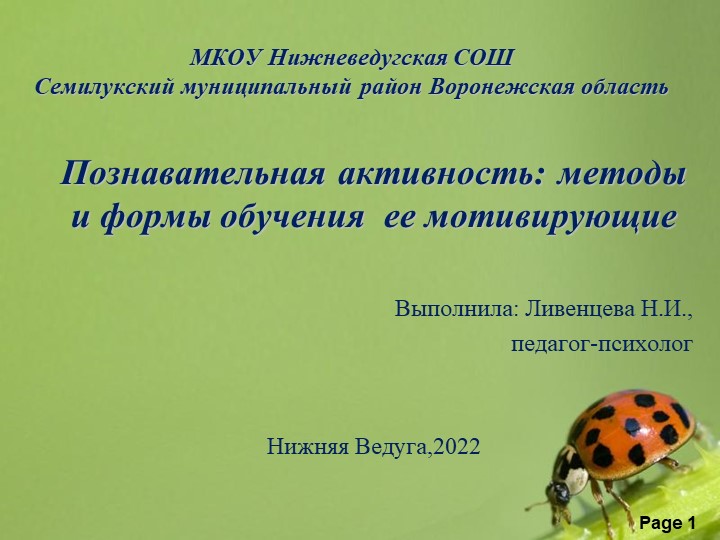 Презентация "Познавательная активность: методы и формы обучения ее мотивирующие" Учебники, Презентации и Подготовка к Экзаменам для Школьников на Klass-Uchebnik.com