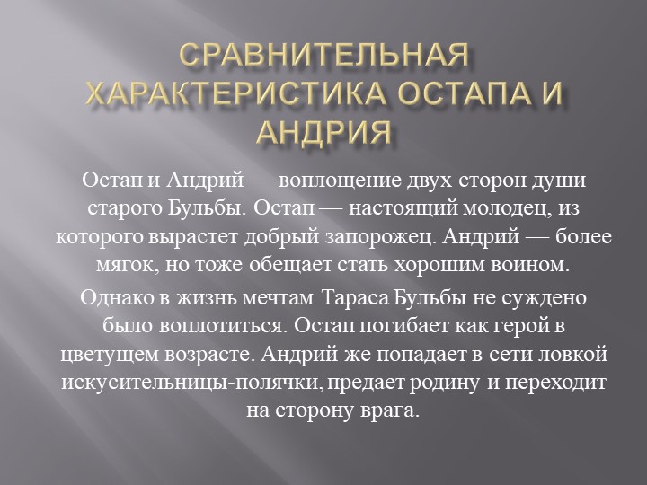 Презентация по литературе на тему "Сравнительная характеристика Остапа и Андрия" Учебники, Презентации и Подготовка к Экзаменам для Школьников на Klass-Uchebnik.com