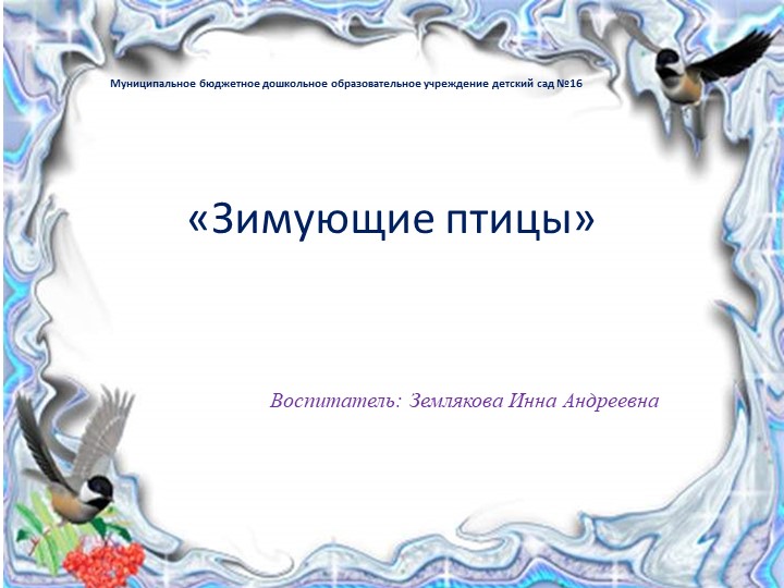 Презентация: "Зимующие птицы" в подготовительной группе Учебники, Презентации и Подготовка к Экзаменам для Школьников на Klass-Uchebnik.com