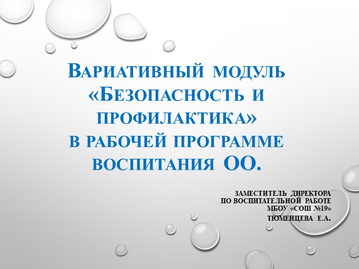 Презентация на тему Вариативный модуль «Безопасность и профилактика» в рабочей программе воспитания ОО." Учебники, Презентации и Подготовка к Экзаменам для Школьников на Klass-Uchebnik.com