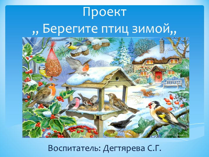 Презентация Проект ,, Берегите птиц зимой,, - Учебники, Презентации и Подготовка к Экзаменам для Школьников на Klass-Uchebnik.com