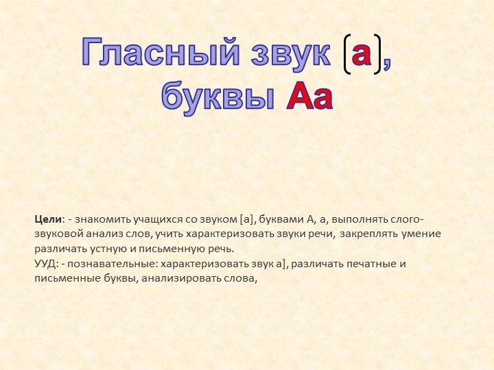 «Гласный звук [а], буква А, а». - Учебники, Презентации и Подготовка к Экзаменам для Школьников на Klass-Uchebnik.com