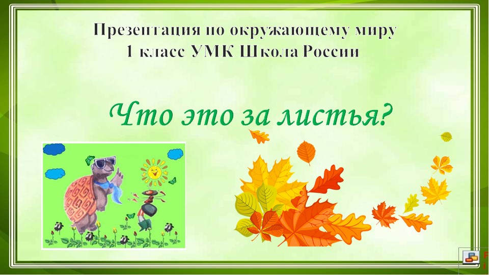 ПРЕЗЕНТАЦИЯ К ОКРУЖАЮЩЕМУ МИРУ НА ТЕМУ "ЧТО ЭТО ЗА ЛИСТЬЯ?" 1 класс, Школа России Учебники, Презентации и Подготовка к Экзаменам для Школьников на Klass-Uchebnik.com