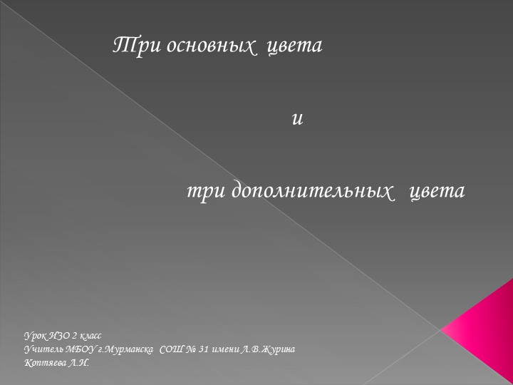 Урок ИЗО "Основные и дополнительные цвета" Учебники, Презентации и Подготовка к Экзаменам для Школьников на Klass-Uchebnik.com