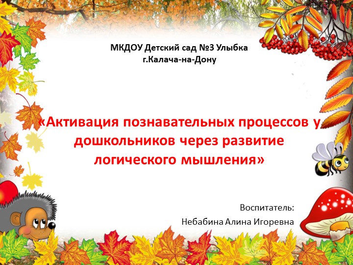 Презентация к опыту работы «Активация познавательных процессов у дошкольников через развитие логического мышления» Учебники, Презентации и Подготовка к Экзаменам для Школьников на Klass-Uchebnik.com