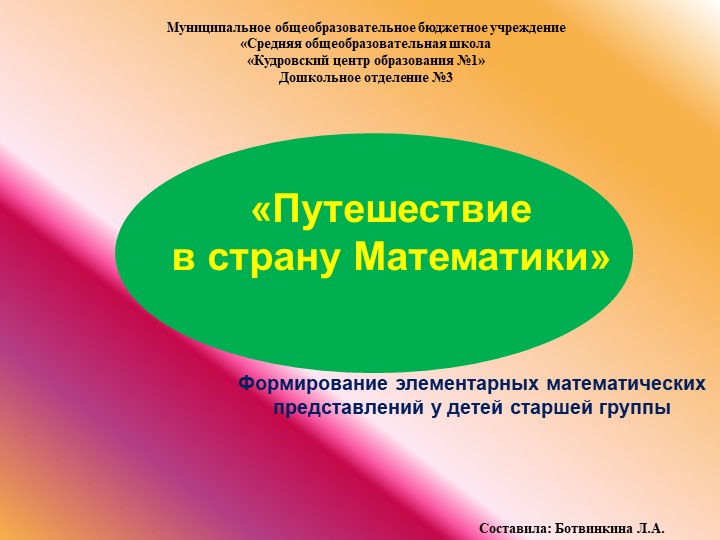 Презентация "Волшебное путешествие в страну Математики" (старшая группа) Учебники, Презентации и Подготовка к Экзаменам для Школьников на Klass-Uchebnik.com