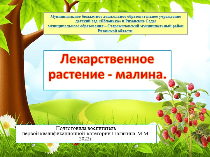 Презентация по познавательному развитию для детей дошкольного возраста "Малина" Учебники, Презентации и Подготовка к Экзаменам для Школьников на Klass-Uchebnik.com