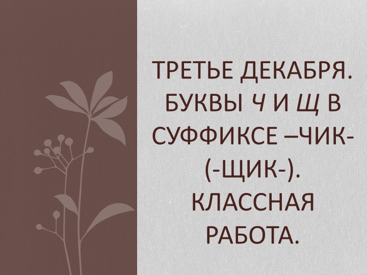 Презентация по русскому языку на тему "Буквы ч и щ в суффиксе –чик- (-щик-)". Учебники, Презентации и Подготовка к Экзаменам для Школьников на Klass-Uchebnik.com