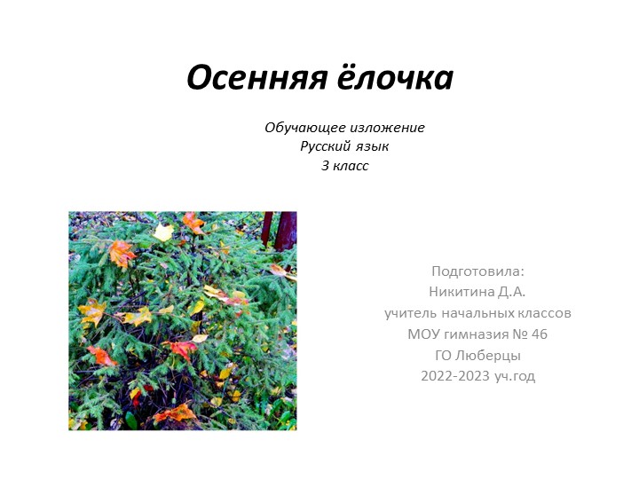 Презентация по русскому языку на тему "Осенняя ёлочка" (3 класс) Учебники, Презентации и Подготовка к Экзаменам для Школьников на Klass-Uchebnik.com