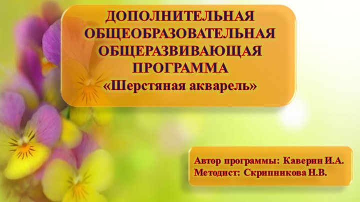 ДОПОЛНИТЕЛЬНАЯ ОБЩЕОБРАЗОВАТЕЛЬНАЯ ОБЩЕРАЗВИВАЮЩАЯ ПРОГРАММА «Шерстяная акварель» Учебники, Презентации и Подготовка к Экзаменам для Школьников на Klass-Uchebnik.com