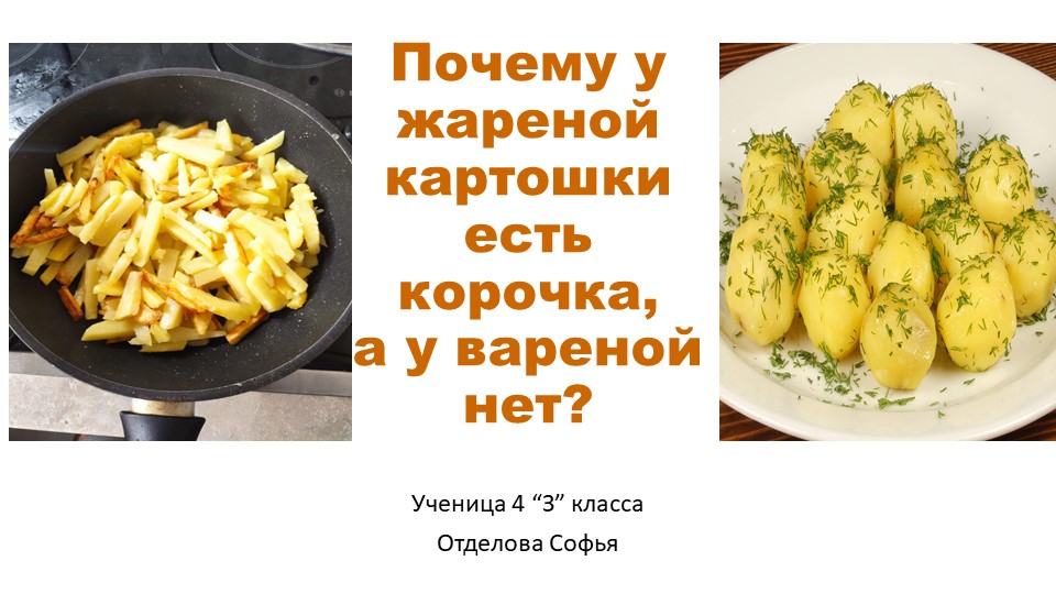 Проектная работа "Почему у жареной картошки есть корочка, а у варёной нет" Учебники, Презентации и Подготовка к Экзаменам для Школьников на Klass-Uchebnik.com