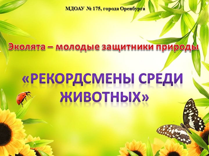 Презентация "Эколята - молодые защитники природы" "Рекордсмены среди животных" Учебники, Презентации и Подготовка к Экзаменам для Школьников на Klass-Uchebnik.com