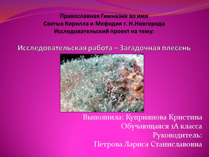 Презентация "Эта загадочная плесень" Учебники, Презентации и Подготовка к Экзаменам для Школьников на Klass-Uchebnik.com