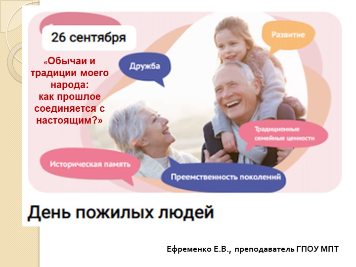 Презентация на тему "«Обычаи и традиции моего народа: как прошлое соединяется с настоящим?» (СПО) Учебники, Презентации и Подготовка к Экзаменам для Школьников на Klass-Uchebnik.com