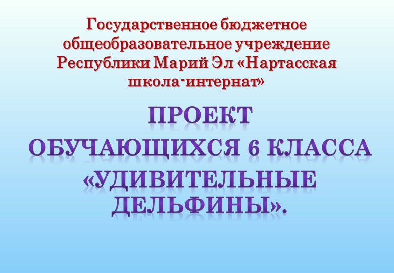 Презентация проекта "Удивительные дельфины" Учебники, Презентации и Подготовка к Экзаменам для Школьников на Klass-Uchebnik.com