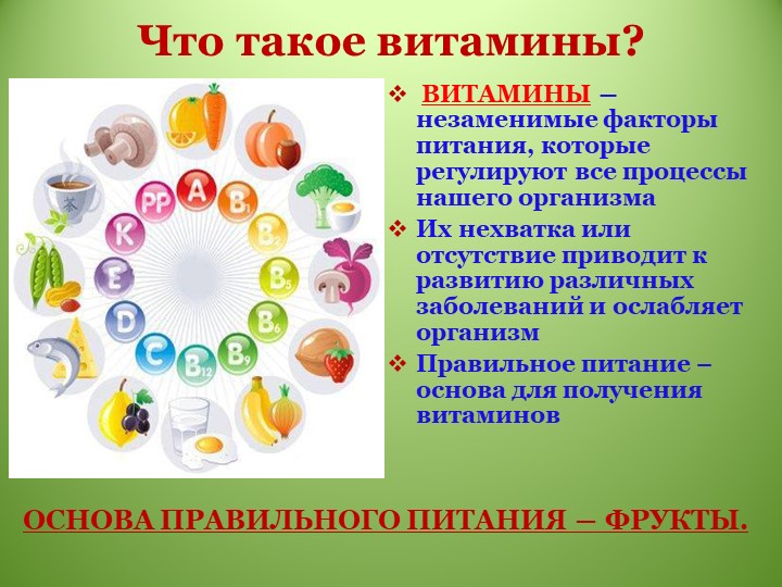 Презентация "Что такое витамины ? " Учебники, Презентации и Подготовка к Экзаменам для Школьников на Klass-Uchebnik.com
